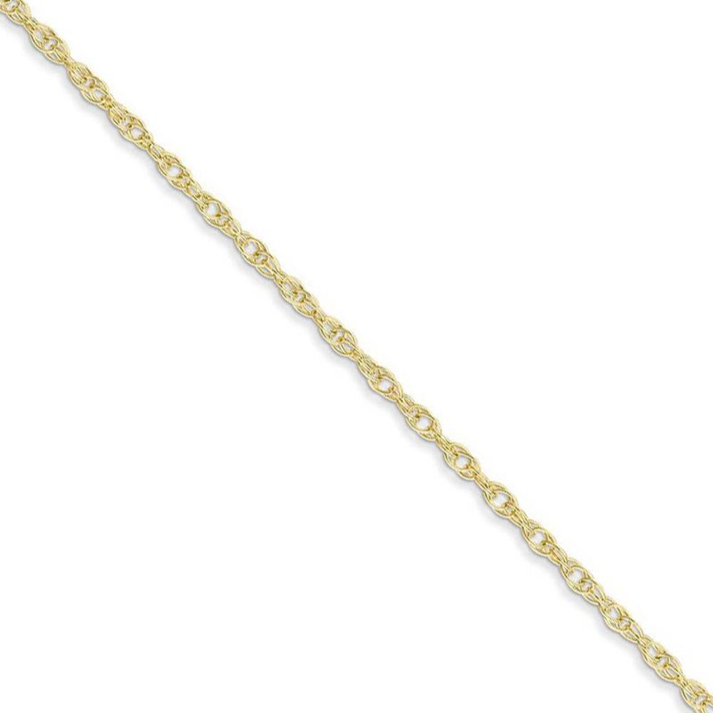 1.35mm 10k Yellow Gold Solid Cable Rope Chain Necklace, 18 Inch